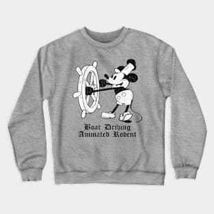 Boat Driving Animated Rodent Crewneck Sweatshirt